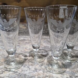 US Bald Eagle USAF Pilsner Beer Glasses Patriotic Barware